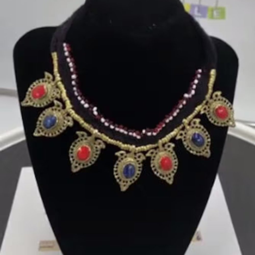 Vintage Afghan Stone Necklace: Tribal Kuchi Jewelry